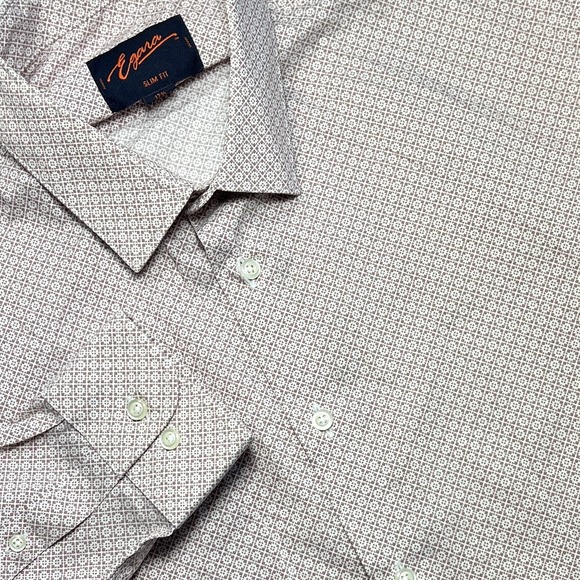Egara Shirt Mens 34/35 Geometric 17 1/2 Pattern‎ Button Down Long Sleeve Dress - Picture 1 of 8